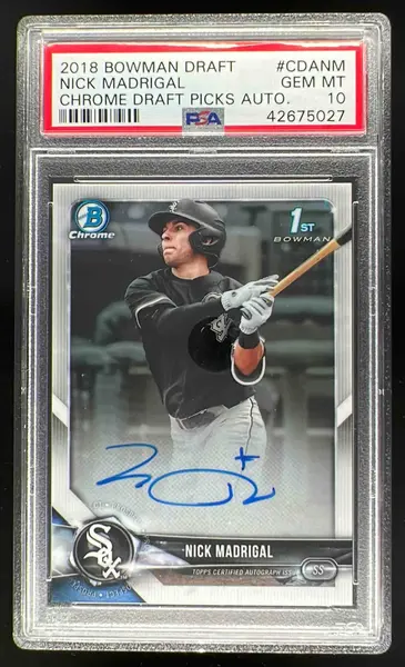 2018 Bowman Draft Chrome Pick Autographs #CDA-NM Nick Madrigal Auto PSA 10