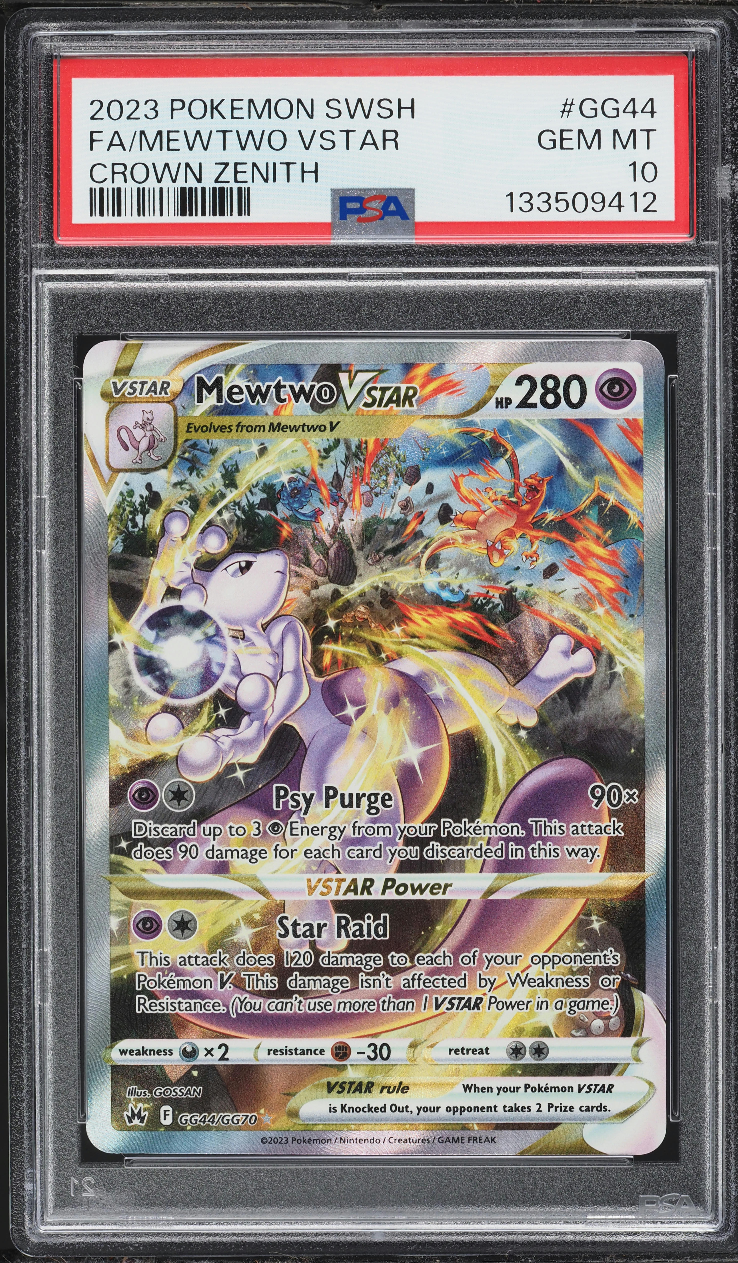 2023 Pokemon Sword & Shield Crown Zenith Alt Art Mewtwo VSTAR #GG44 PSA 10 GEM MINT
