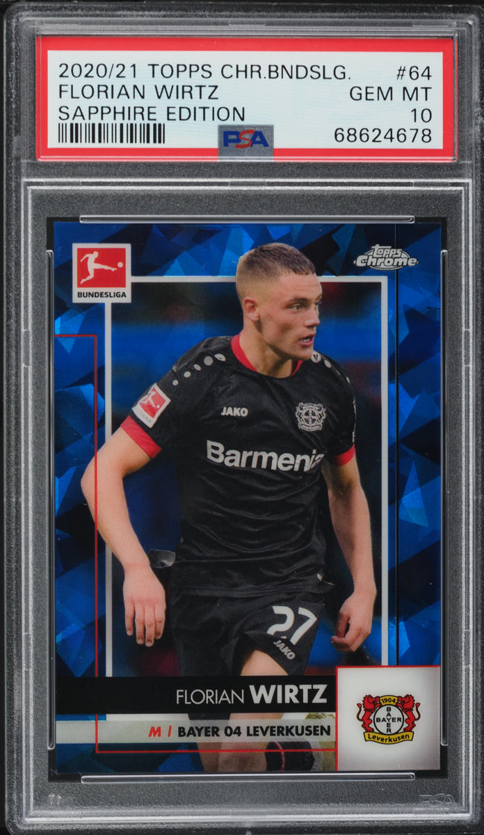 2020 Topps Chrome Bundesliga Sapphire Florian Wirtz ROOKIE #64 PSA 10 GEM MINT