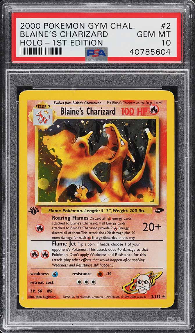 2000 Pokemon Gym Challenge 1st Edition Holo Blaine's Charizard #2 PSA 10 GEM
