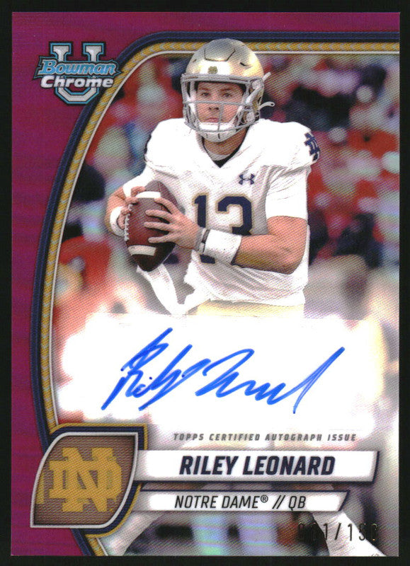2024 Bowman Chrome Sapphire University Fuchsia Refractor Riley Leonard Auto /150