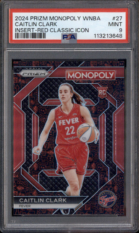 2024 Panini Prizm Monopoly WNBA Insert Red Classic Icon Caitlin Clark RC PSA 9