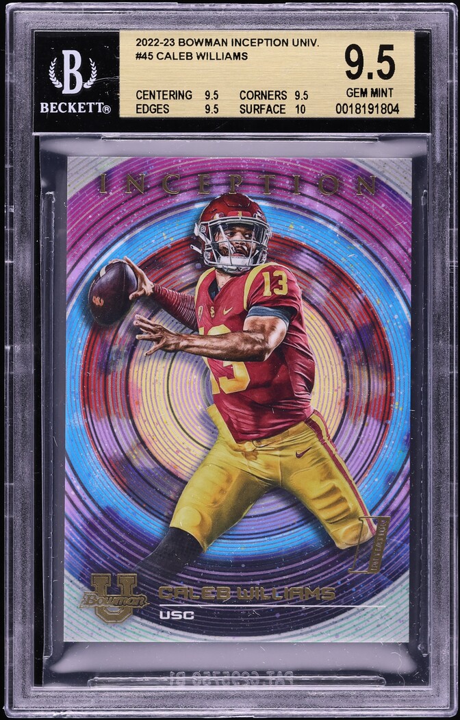 2022 Bowman Inception University Caleb Williams ROOKIE #45 BGS 9.5 GEM MINT