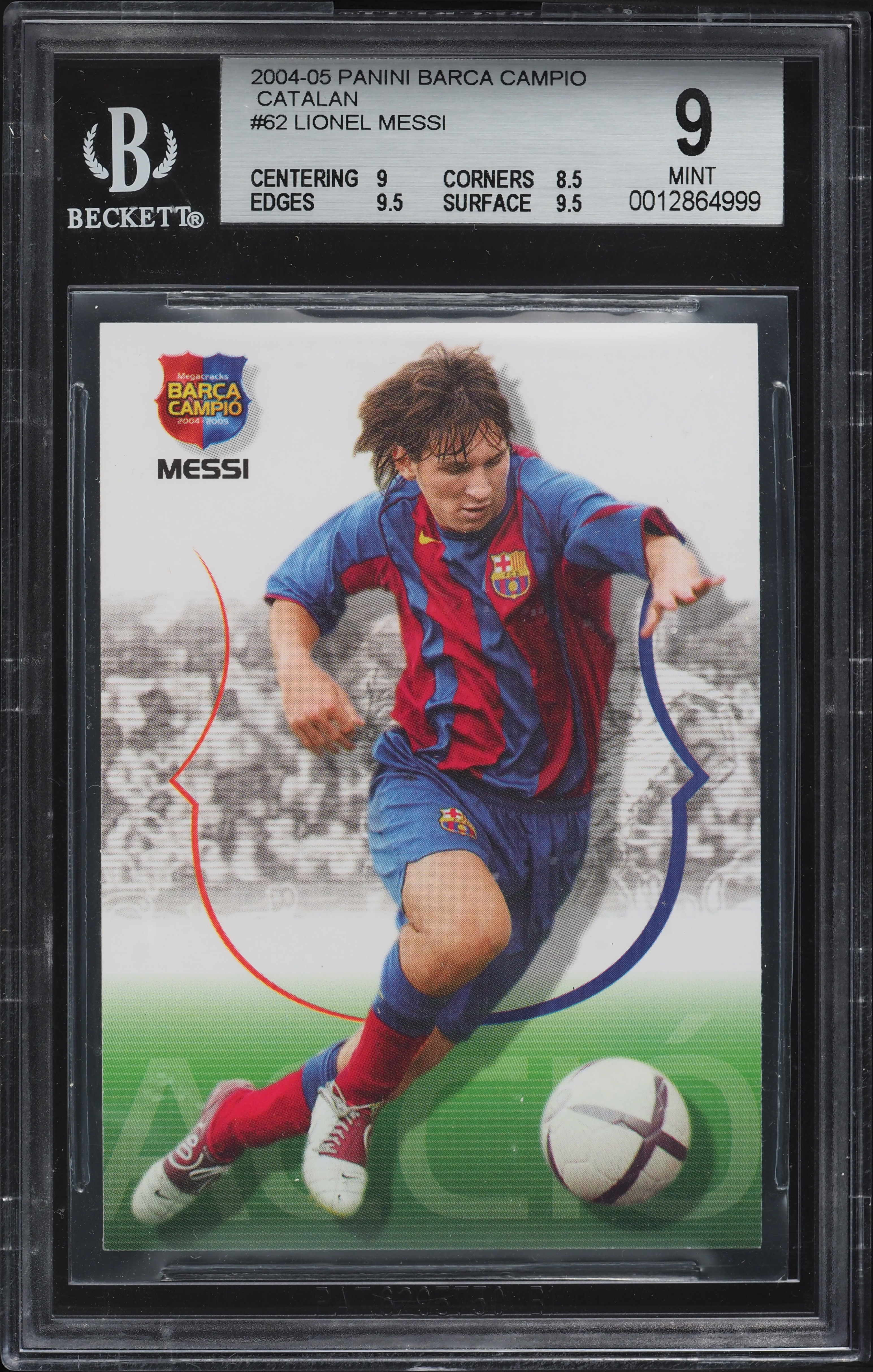 2004 Panini Sports Mega Cracks Campion Accion Lionel Messi ROOKIE #62 BGS 9 MINT