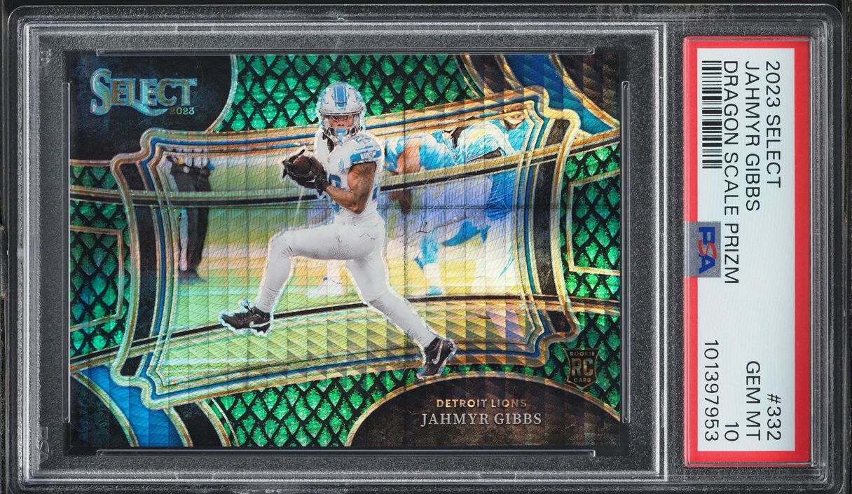 2023 Select Dragon Scale Prizm Jahmyr Gibbs ROOKIE /70 #332 PSA 10 GEM MINT