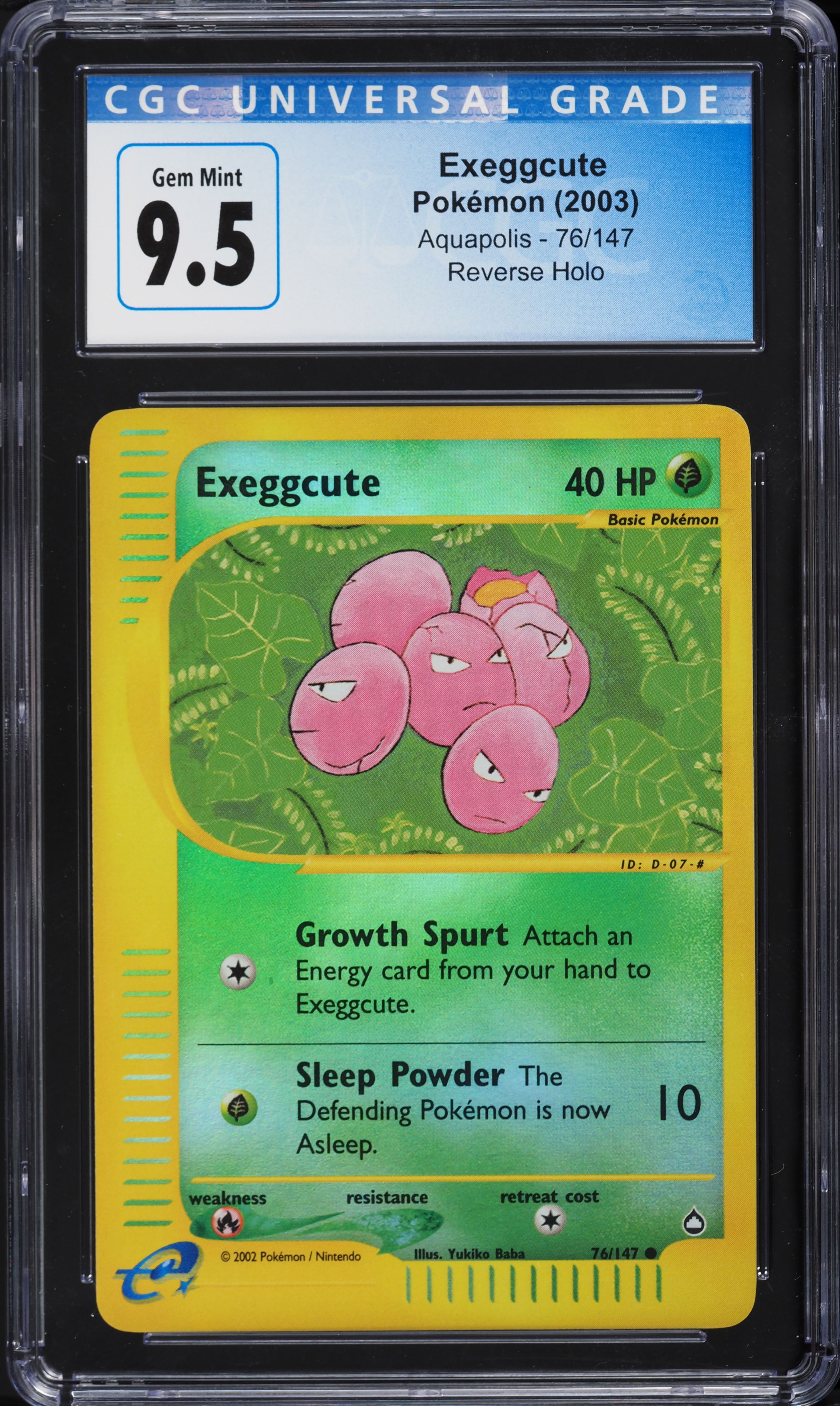 2003 Pokemon Aquapolis Reverse Holo Exeggcute #76 CGC 9.5 GEM MINT