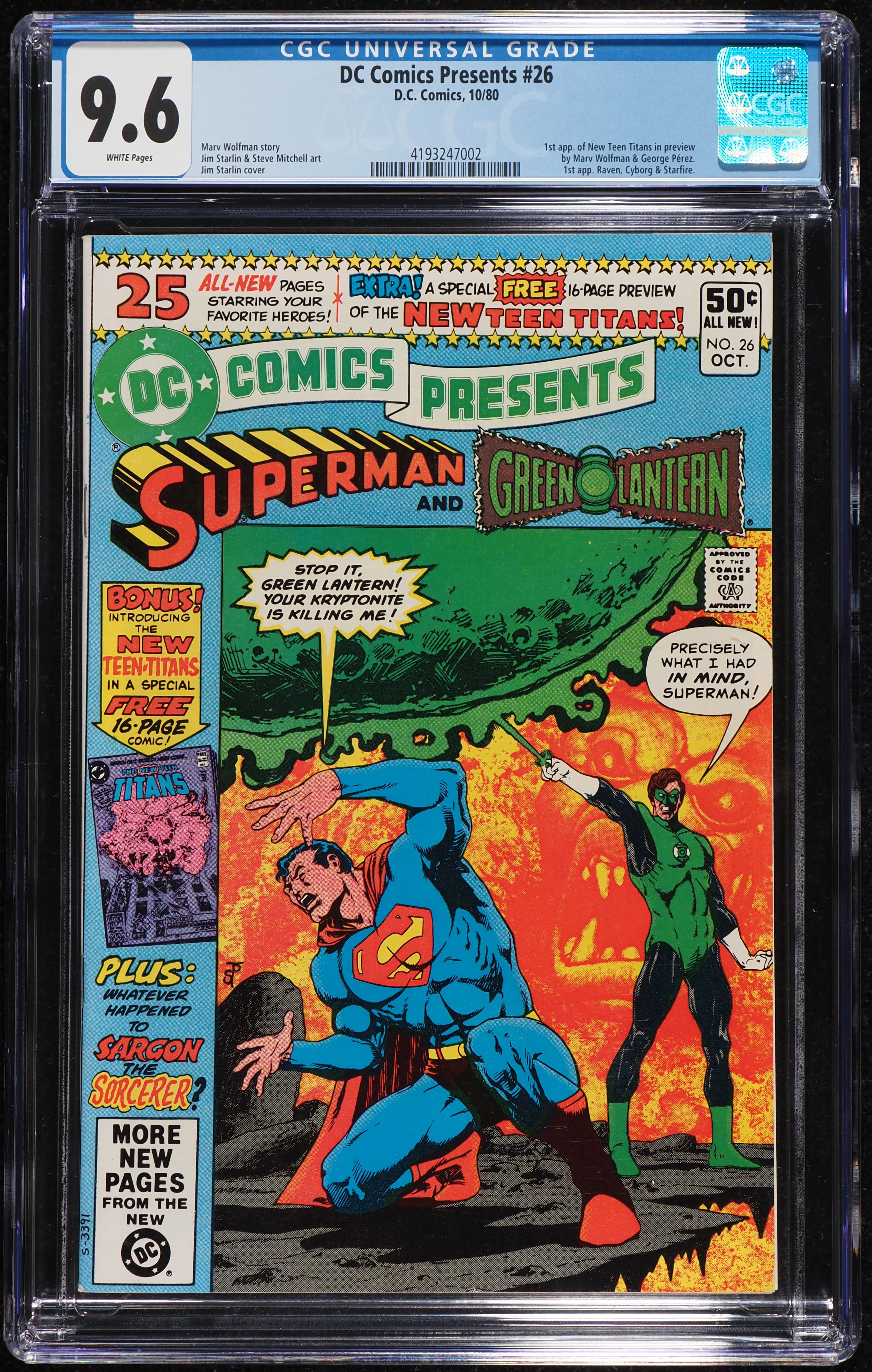 DC Comics Presents Superman & Green Lantern #26 (D.C., 1980) CGC 9.6 White Pages - Front