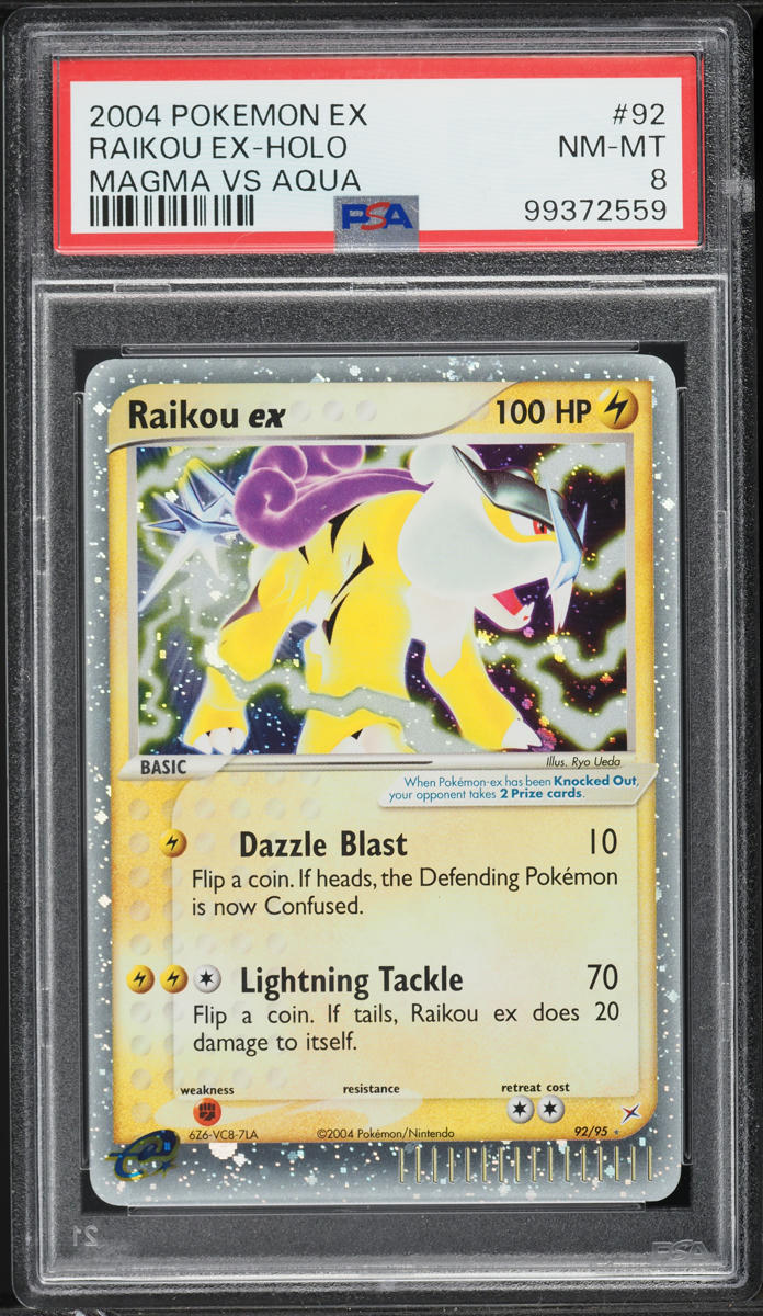 2004 Pokemon EX Team Magma Vs. Team Aqua Holo Raikou ex #92 PSA 8 NM-MT