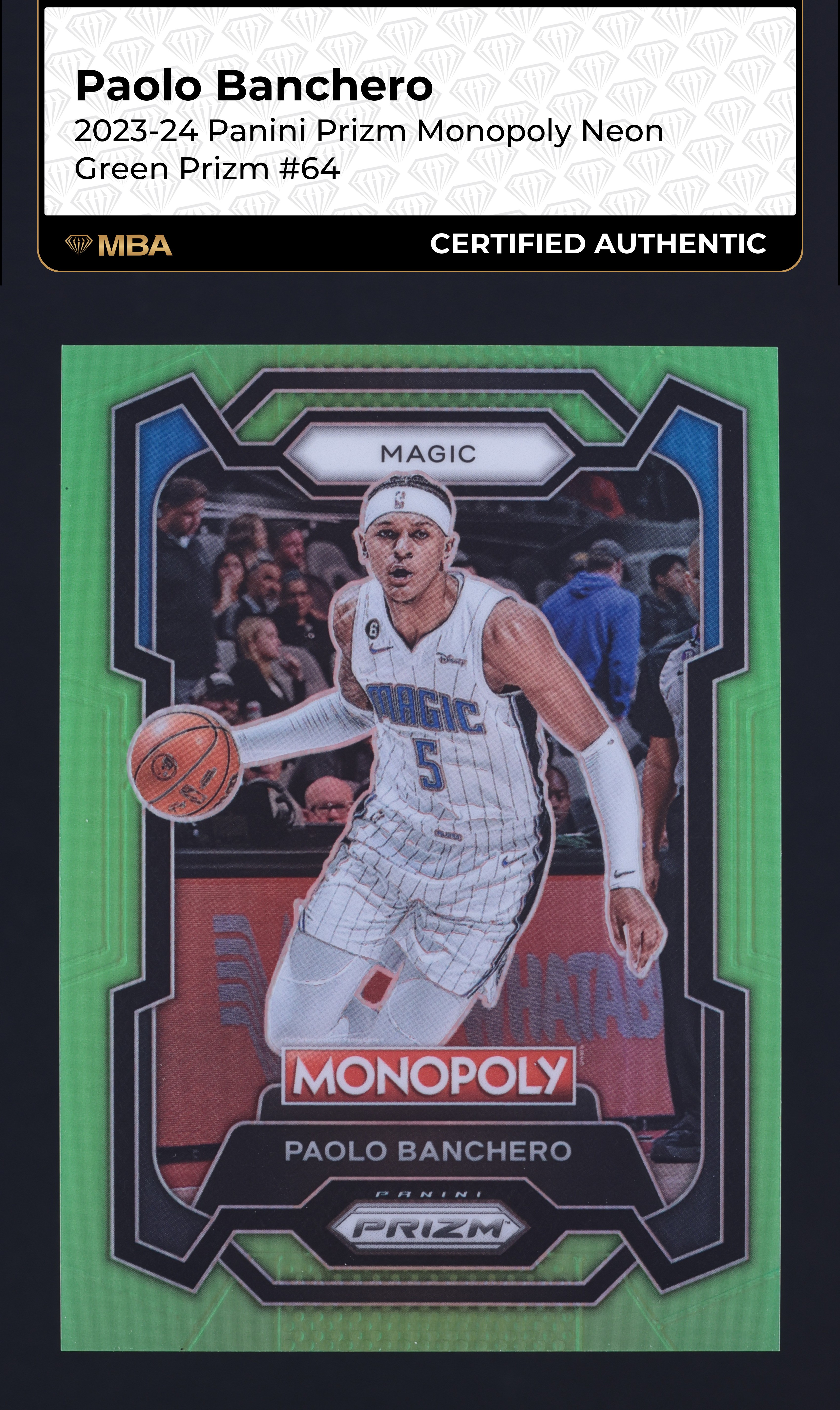 2023 Panini Prizm Monopoly Neon Green Paolo Banchero /10 #64 MBA AUTH