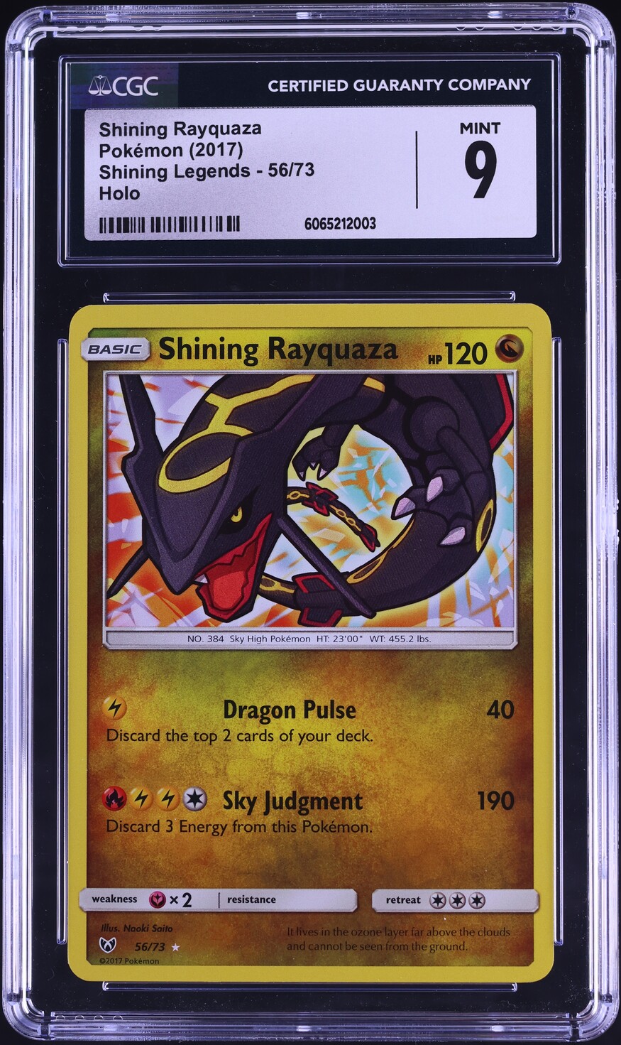 2017 Pokemon Sun & Moon Shining Legends Holo Shining Rayquaza #56 CGC 9 MINT