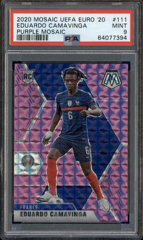 2020 Mosaic UEFA Euro Purple #111 Eduardo Camavinga RC /49 PSA 9