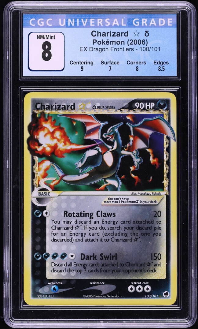 2006 Pokemon EX Dragon Frontiers Holo Charizard Gold Star #100 CGC 8 NM-MT