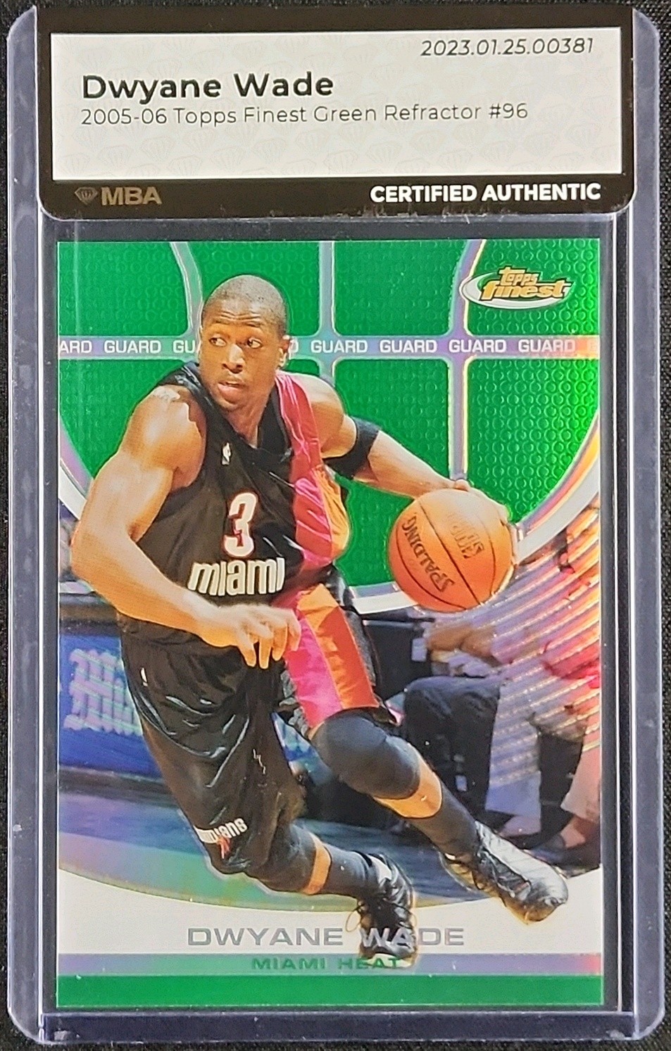 2005 Finest Green Refractor Dwyane Wade /89 #96 MBA AUTH