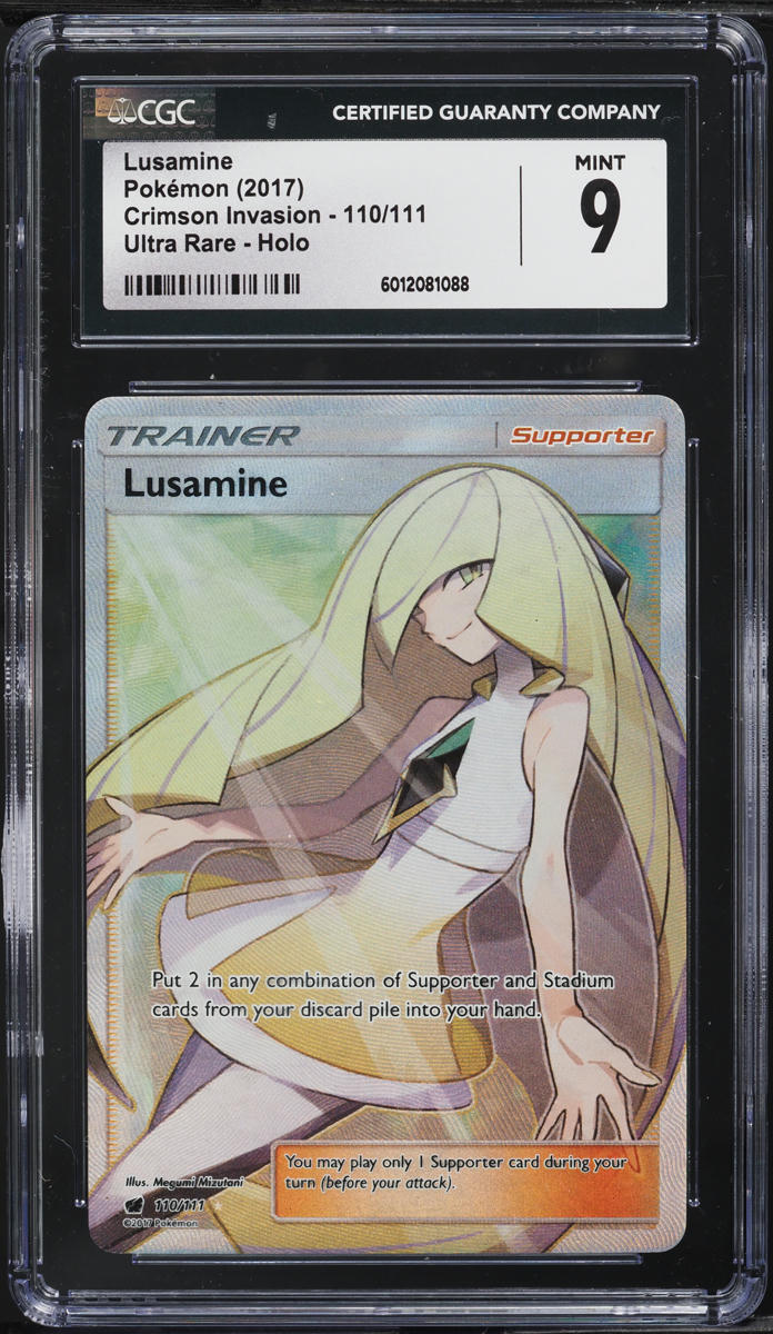 2017 Pokemon Sun & Moon Crimson Invasion Full Art Lusamine #110 CGC 9 MINT