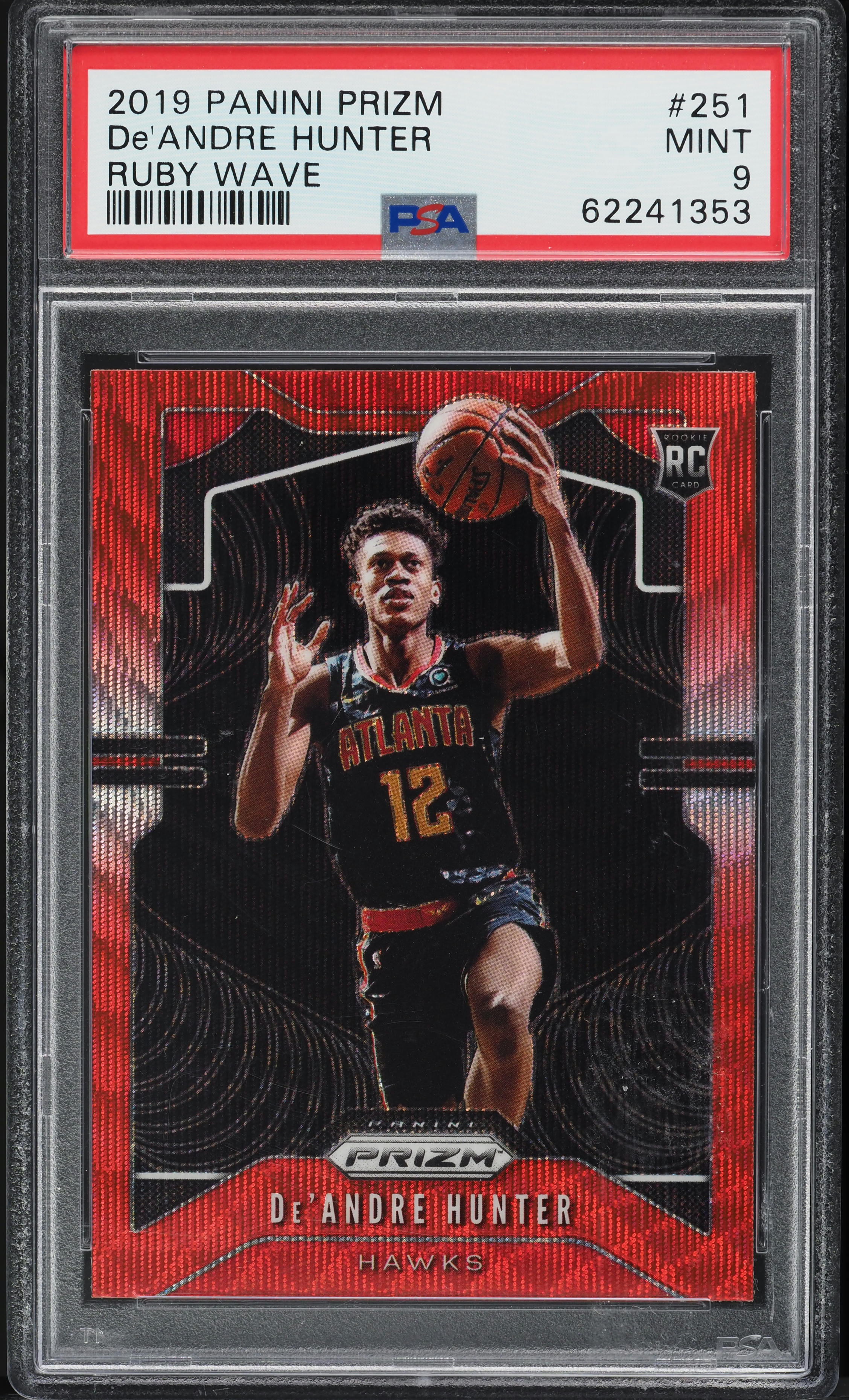 2019 Panini Prizm Ruby Wave De'Andre Hunter ROOKIE #251 PSA 9 MINT