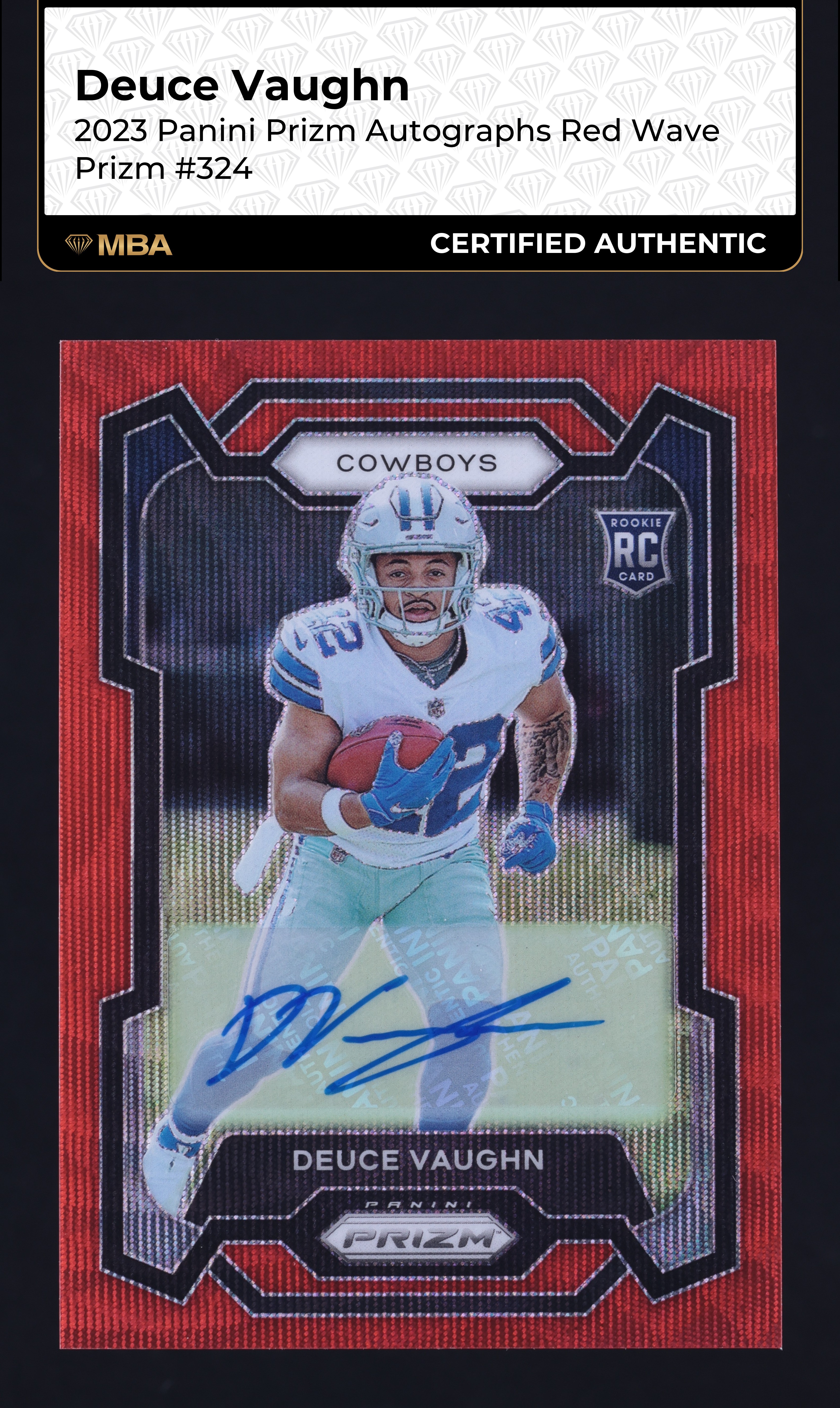 2023 Panini Prizm Red Wave Deuce Vaughn ROOKIE AUTO /149 #324 MBA AUTH