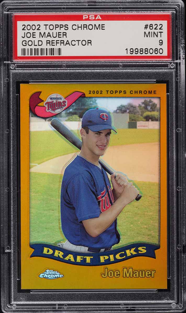 2002 Topps Chrome Gold Refractor Joe Mauer ROOKIE RC #622 PSA 9 MINT