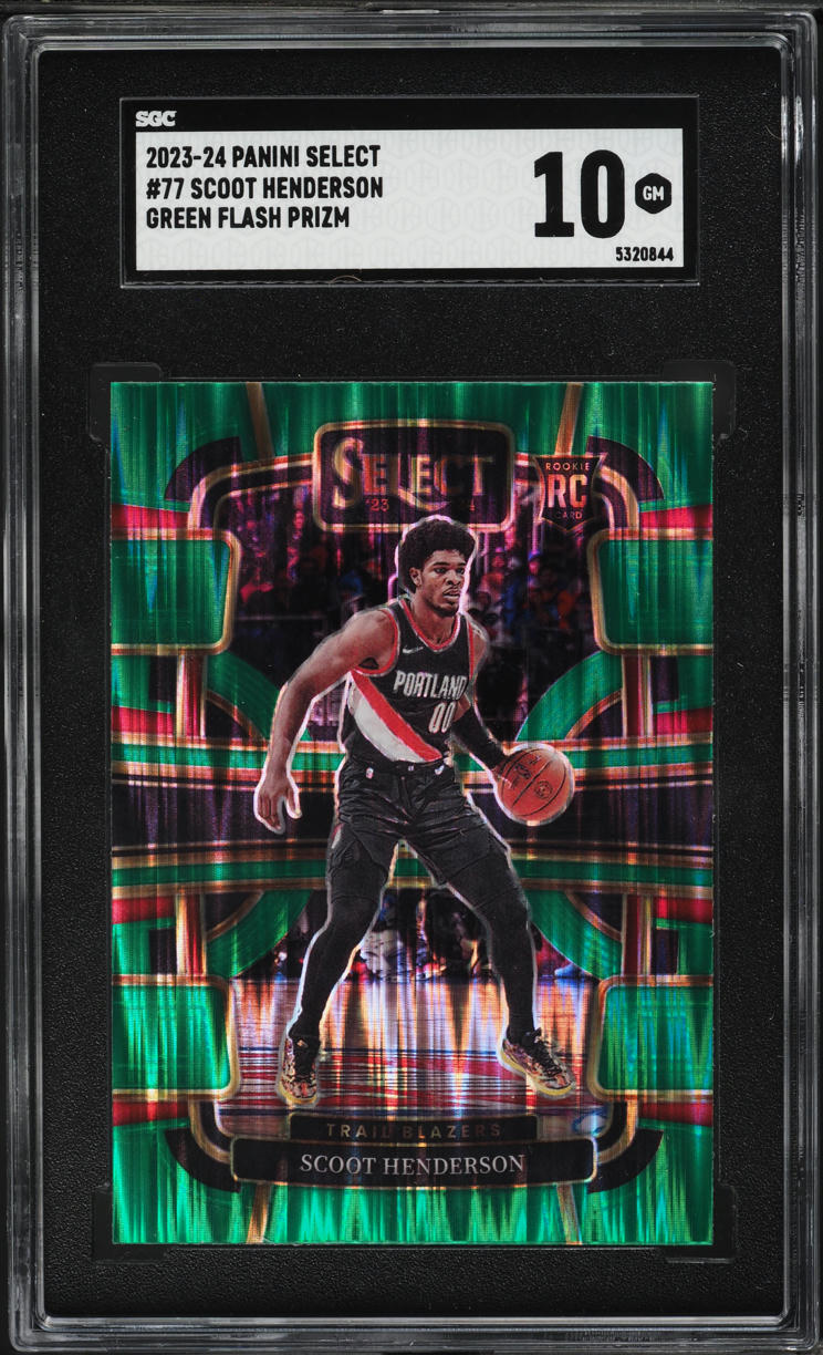 2023 Select Concourse Green Shock Prizm Scoot Henderson ROOKIE #77 SGC 10 GEM