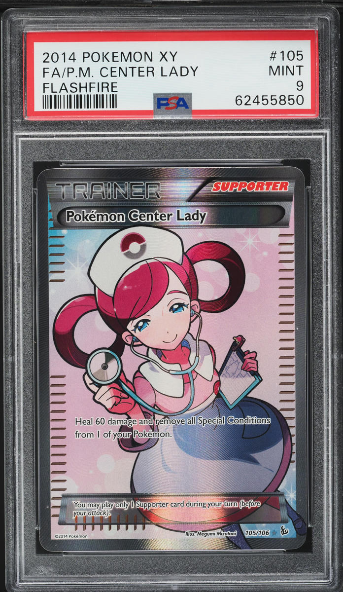 2014 Pokemon XY Flashfire Full Art Pokemon Center Lady #105 PSA 9 MINT
