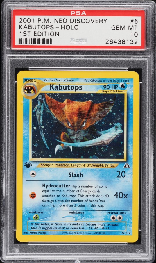 2001 Pokemon Neo Discovery 1st Edition Holo Kabutops #6 PSA 10 GEM MINT