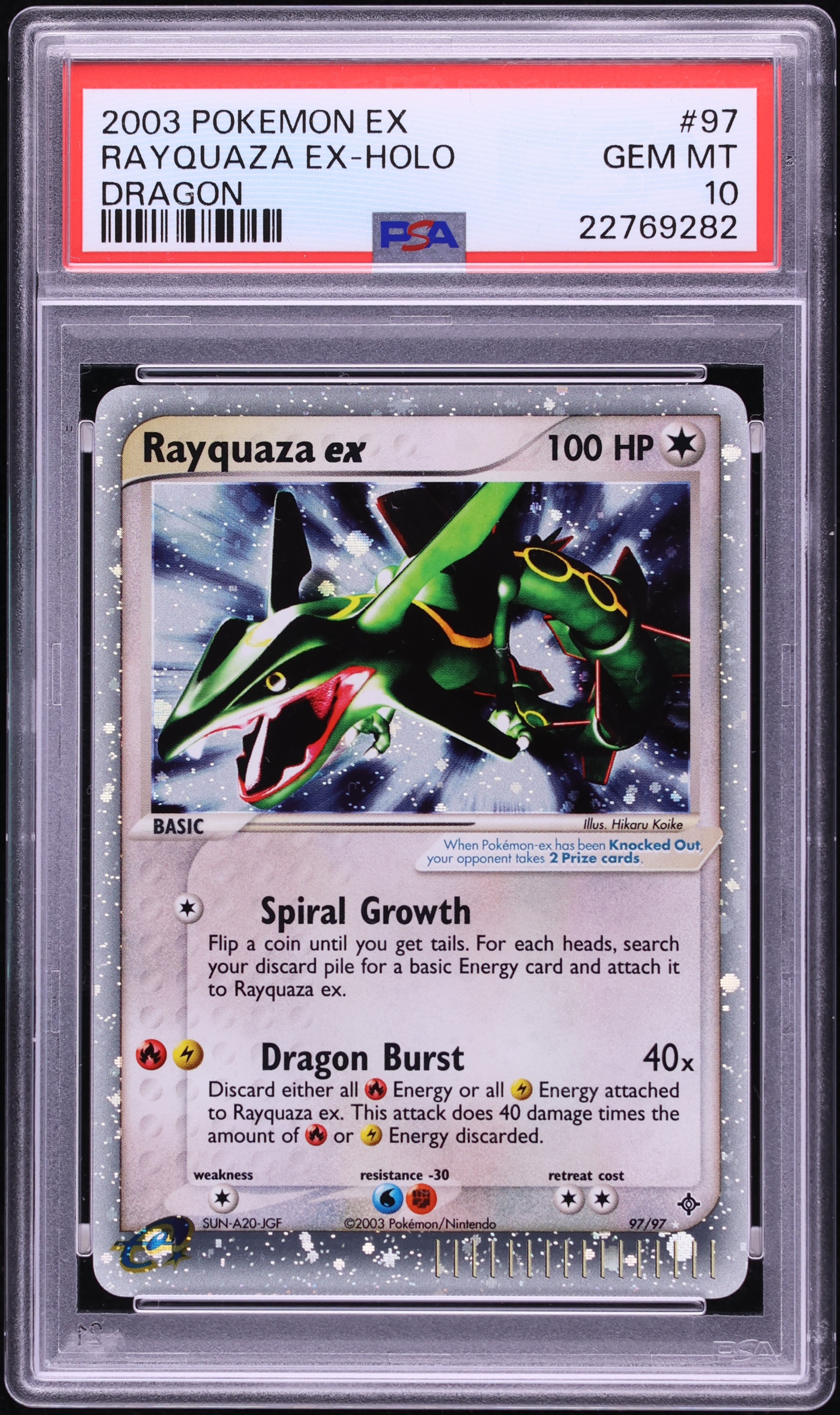 2003 Pokemon EX Dragon Holo Rayquaza EX #97 PSA 10 GEM MINT