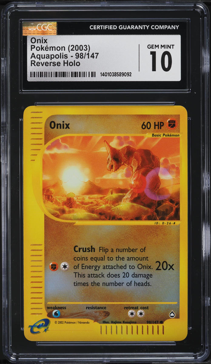 2003 Pokemon Aquapolis Reverse Holo Onix #98 CGC 10 GEM MINT