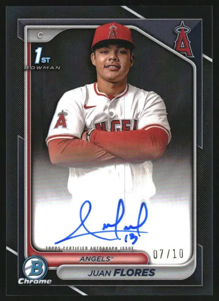 2024 Bowman Chrome Autographs Black Refractor #CPA-JF Juan Flores RC Auto /10