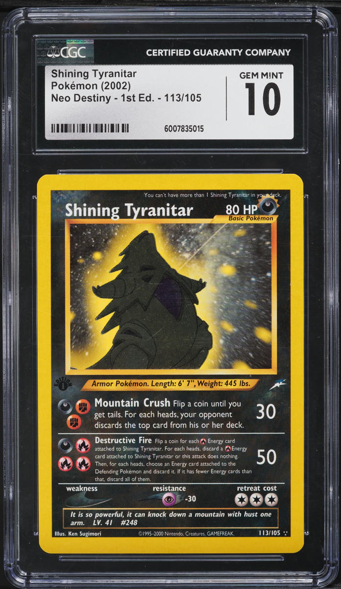2002 Pokemon Neo Destiny 1st Edition Holo Shining Tyranitar #113 CGC 10 GEM MINT
