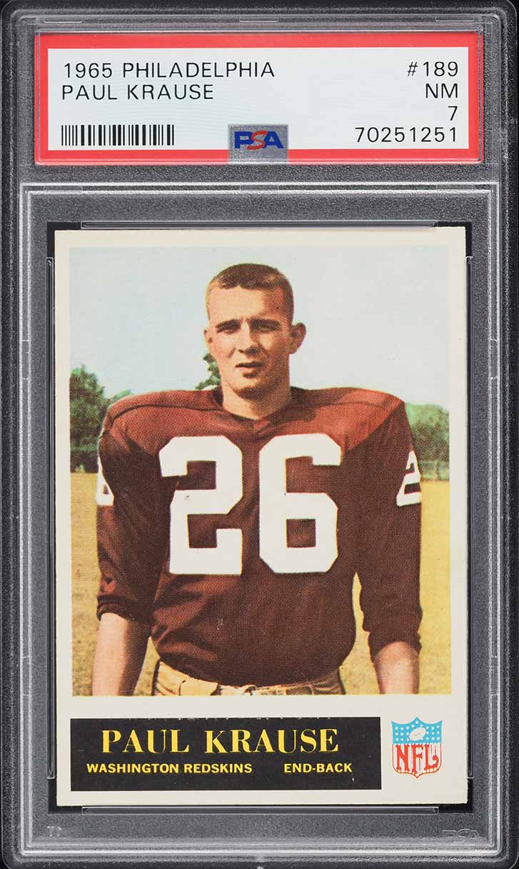 1965 Philadelphia Paul Krause ROOKIE #189 PSA 7 NRMT