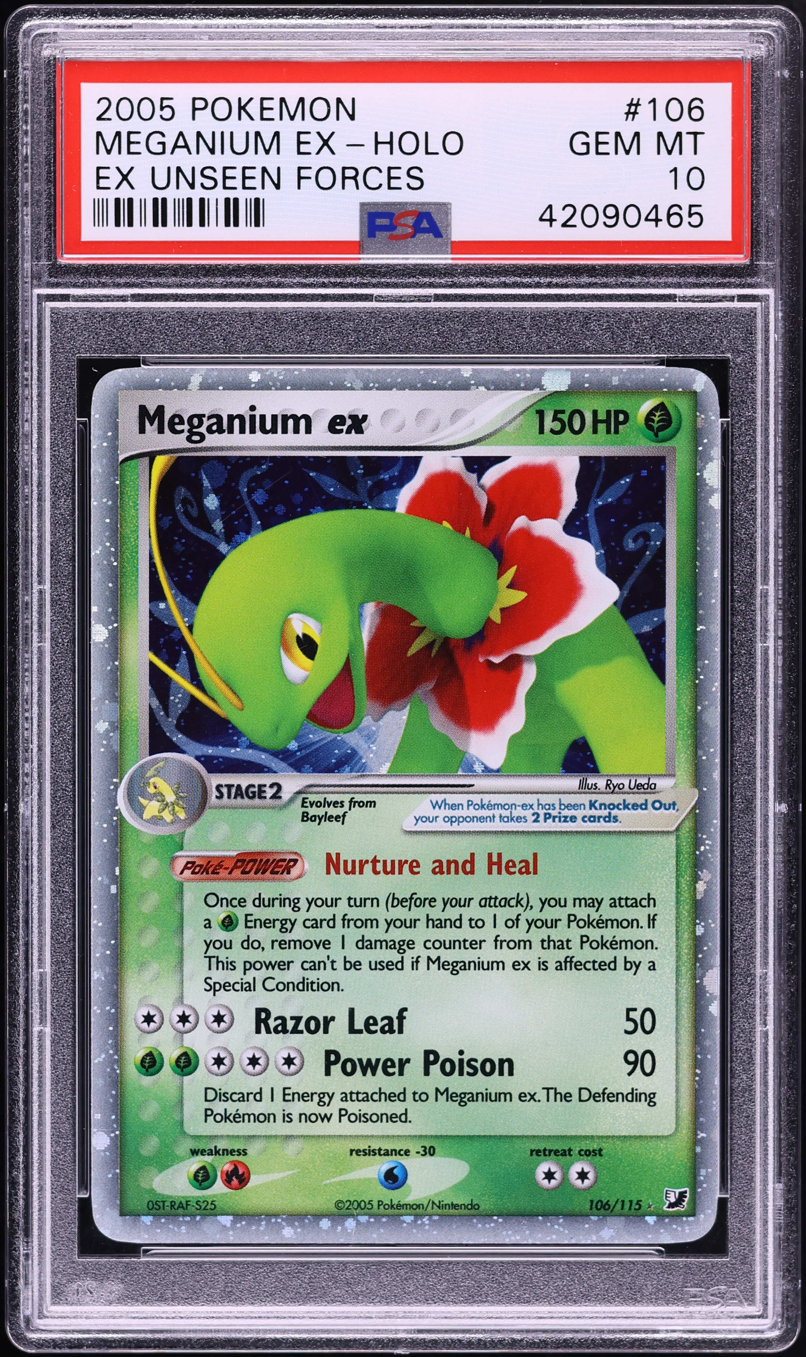 2005 Pokemon EX Unseen Forces Holo Meganium Ex #106 PSA 10 GEM MINT