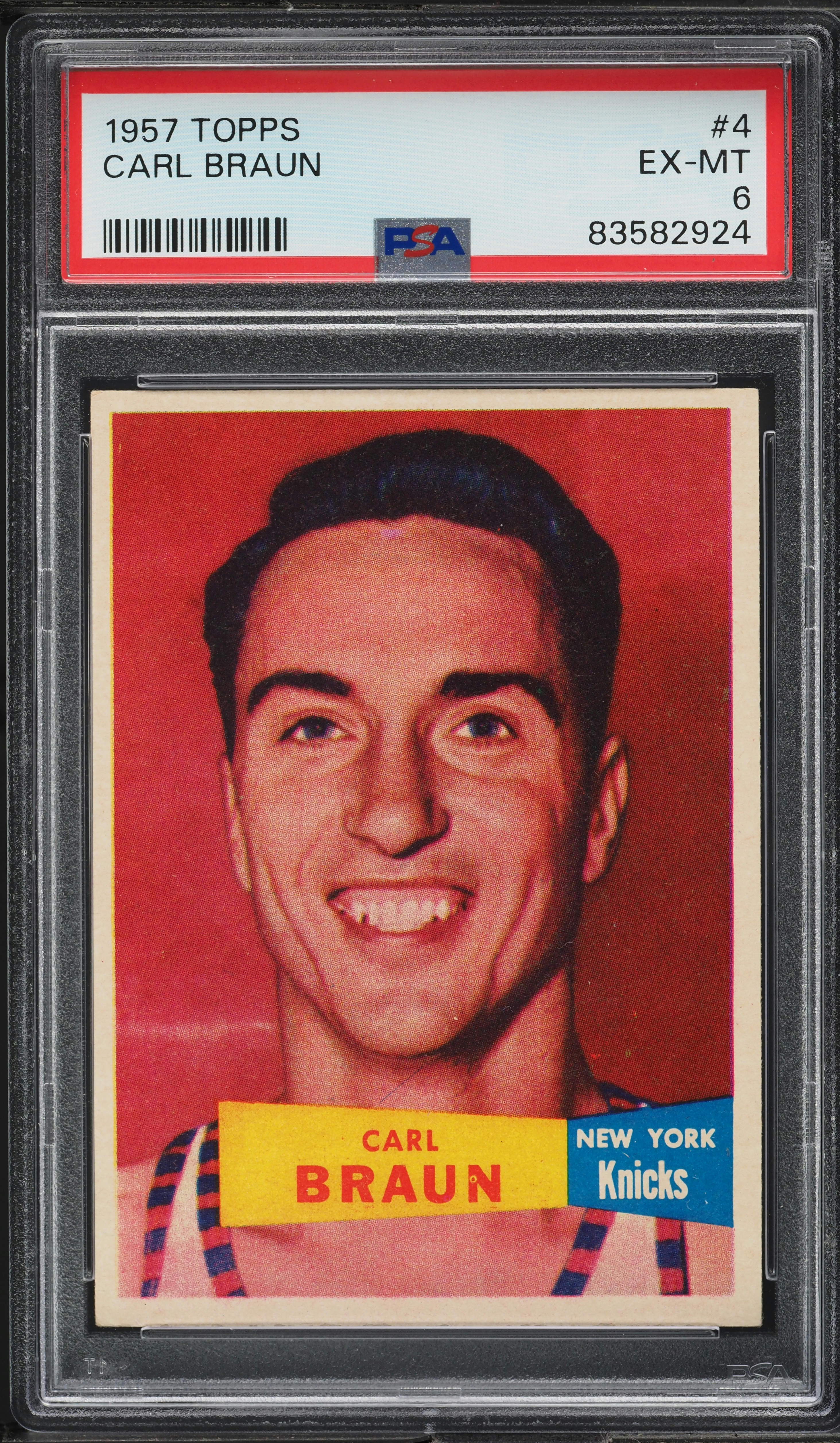 1957 Topps Basketball Carl Braun #4 PSA 6 EXMT