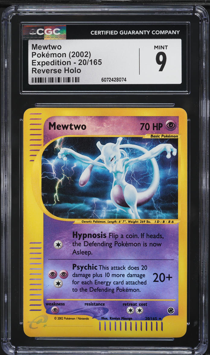 2002 Pokemon Expedition Reverse Holo Mewtwo #20 CGC 9 MINT