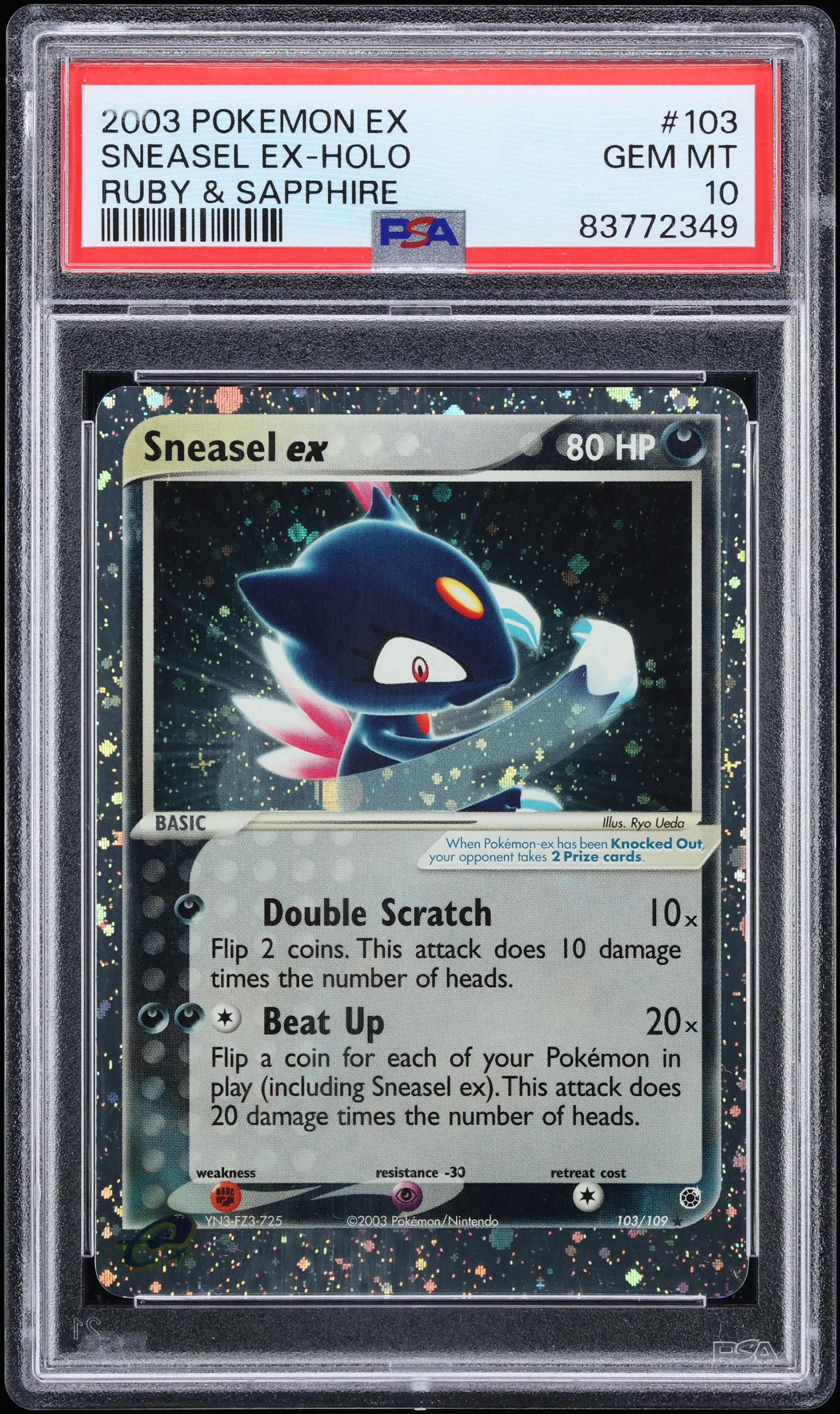 2003 Pokemon EX Ruby & Sapphire Holo Sneasel Ex #103 PSA 10 GEM MINT