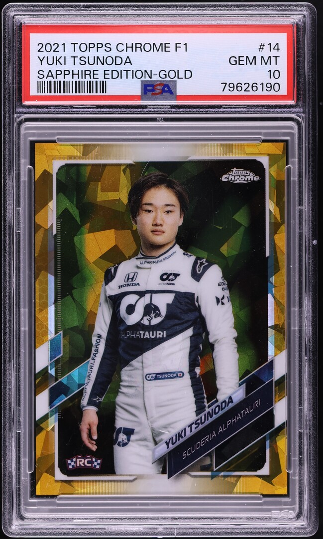 2021 Topps Chrome Formula 1 F1 Sapphire Gold Yuki Tsunoda RC /50 #14 PSA 10 GEM