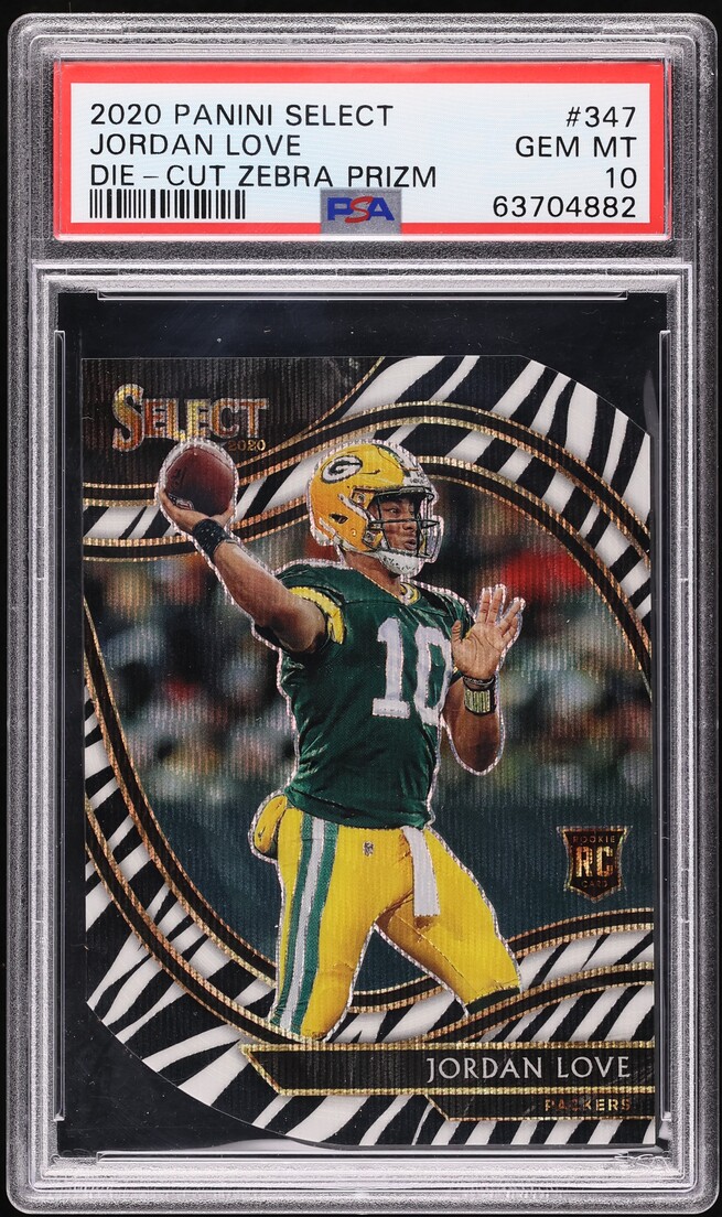 2020 Select Field Level Zebra Prizm Die-Cut Jordan Love ROOKIE #347 PSA 10