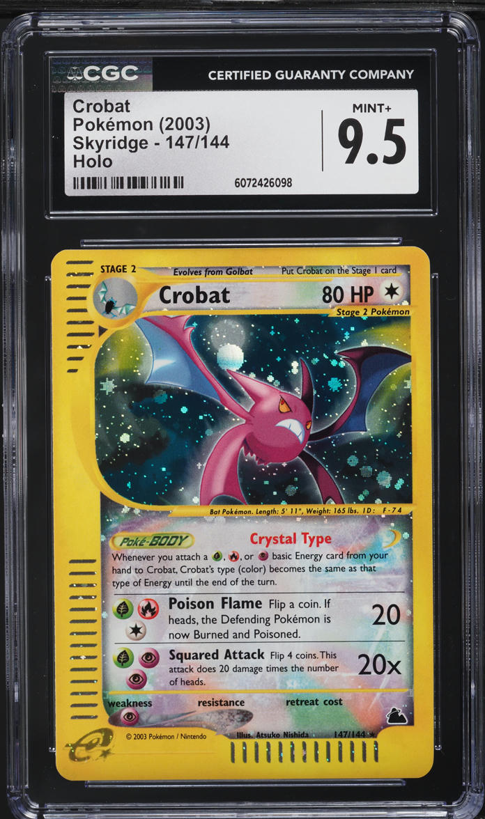 2003 Pokemon Skyridge Holo Crystal Crobat #147 CGC 9.5 MINT+