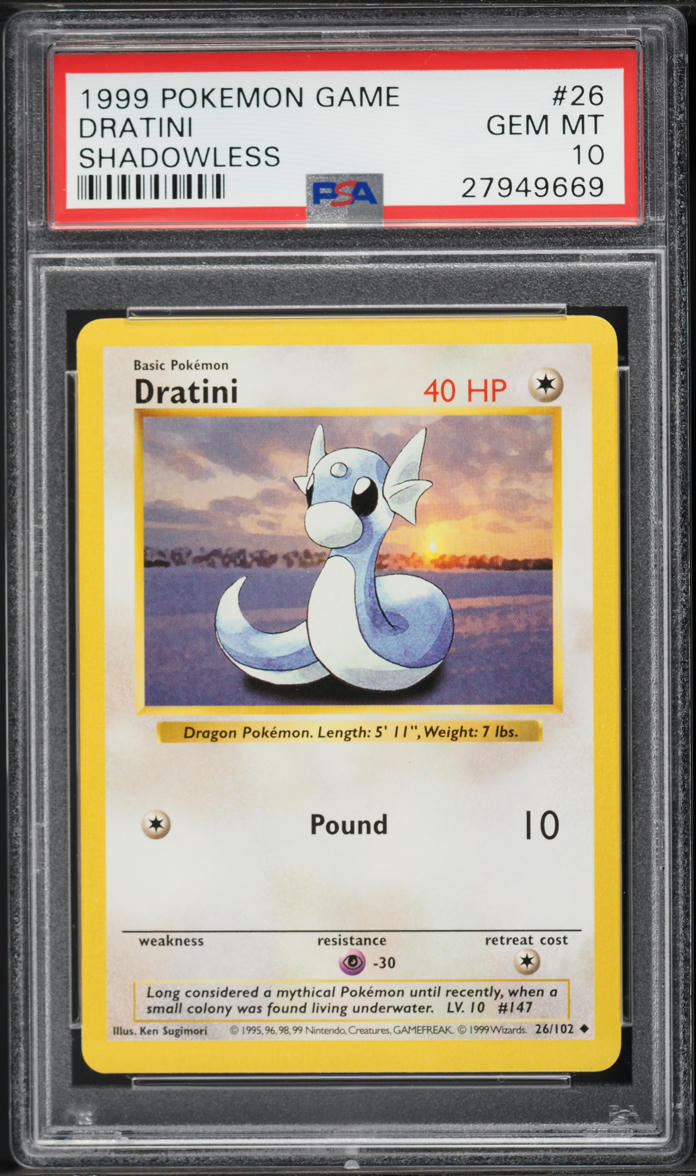 1999 Pokemon Base Set Shadowless Dratini #26 PSA 10 GEM MINT