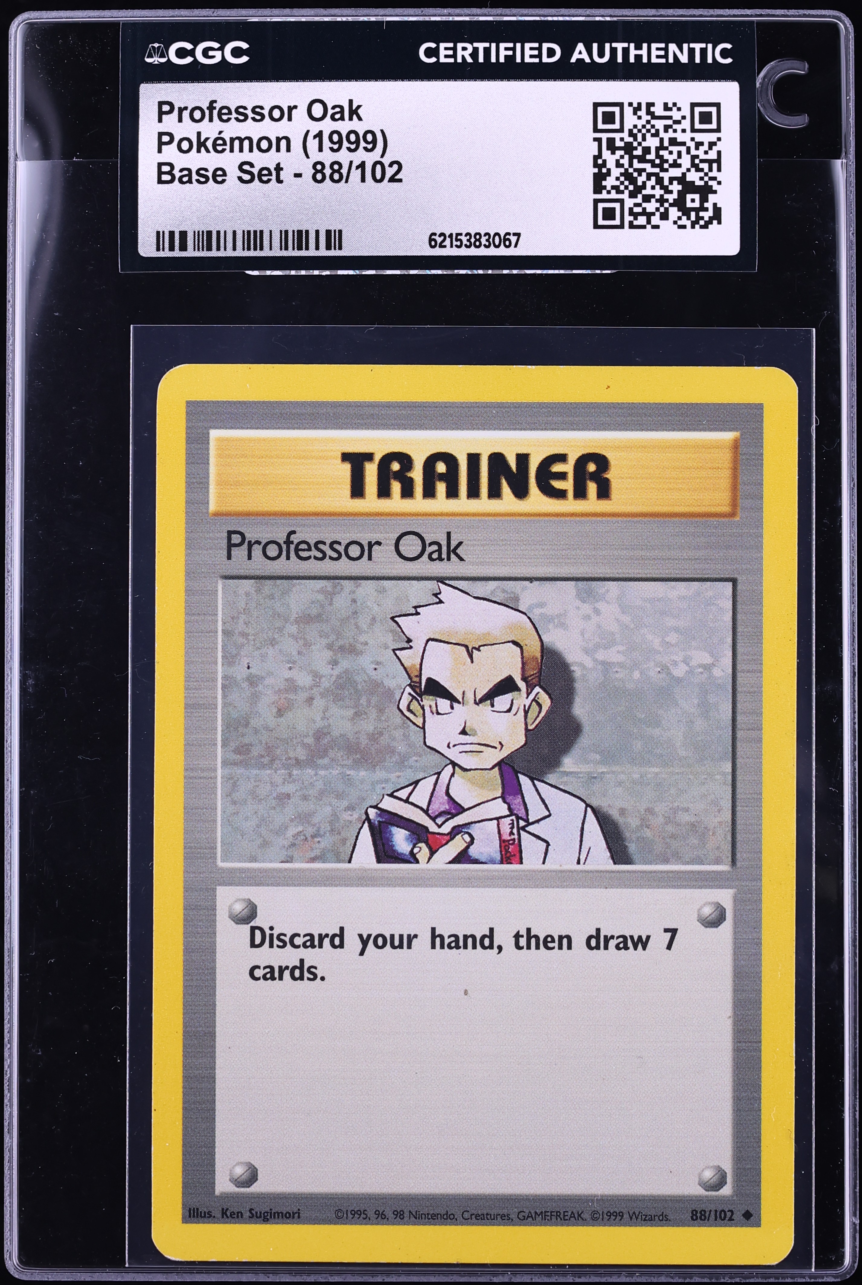 1999 Pokemon Base Set Professor Oak #88 CGC AUTH