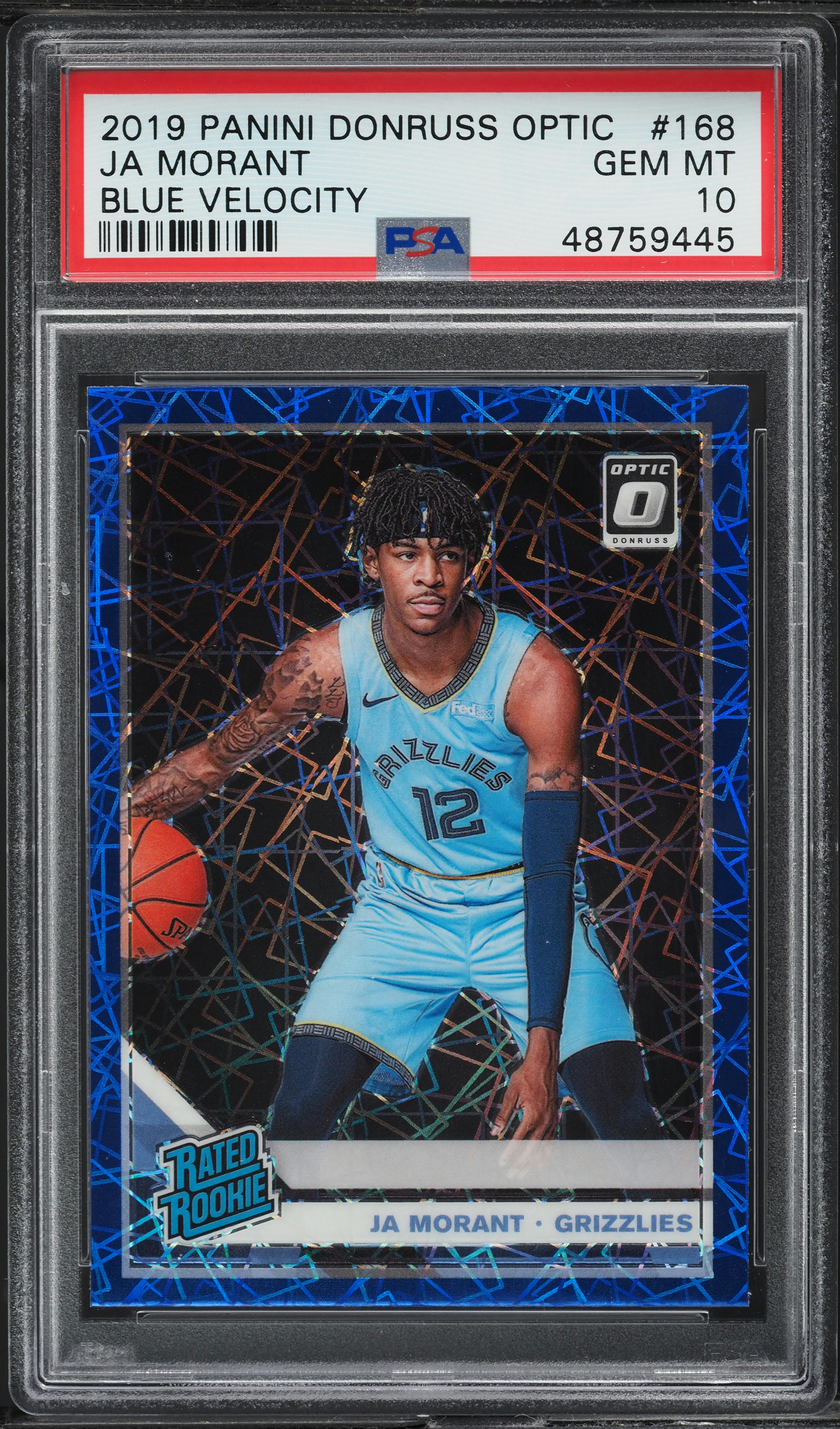 2019 Donruss Optic Blue Velocity Ja Morant ROOKIE #168 PSA 10 GEM MINT