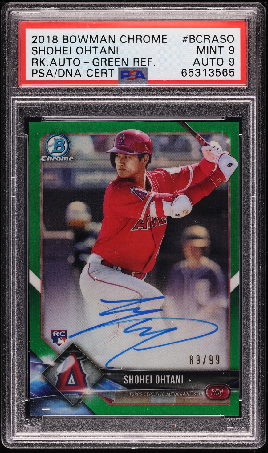 2018 Bowman Chrome Green Shohei Ohtani ROOKIE AUTO DNA 9 /99 #BCRA-SO PSA 9 MINT