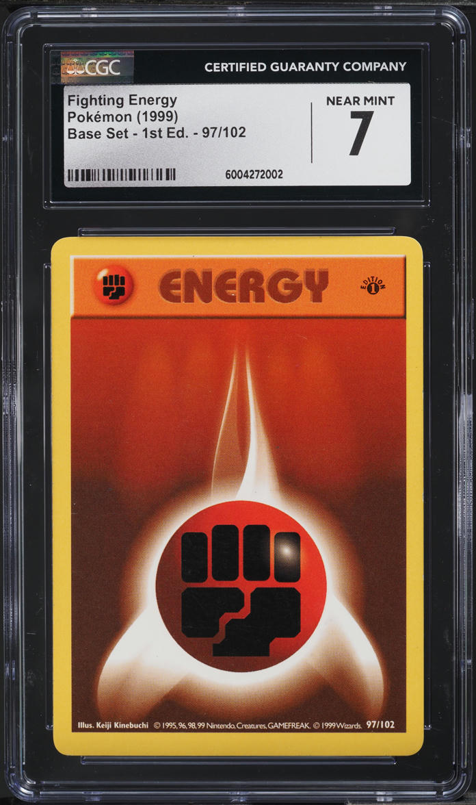 1999 Pokemon Base Set Shadowless 1st Edition Fighting Energy #97 CGC 7 NRMT