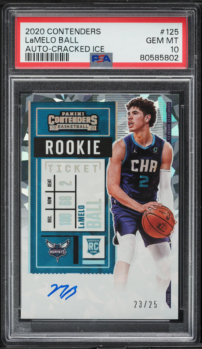 2020 Panini Contenders Cracked Ice LaMelo Ball ROOKIE AUTO /25 #125 PSA 10 GEM
