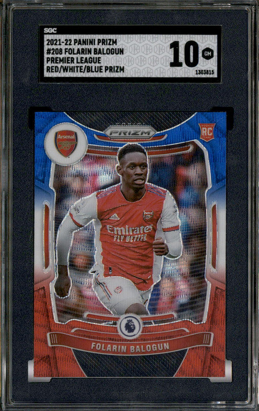 2021 Panini Prizm Premier League Red White Blue Prizm Folarin Balogun RC SGC 10