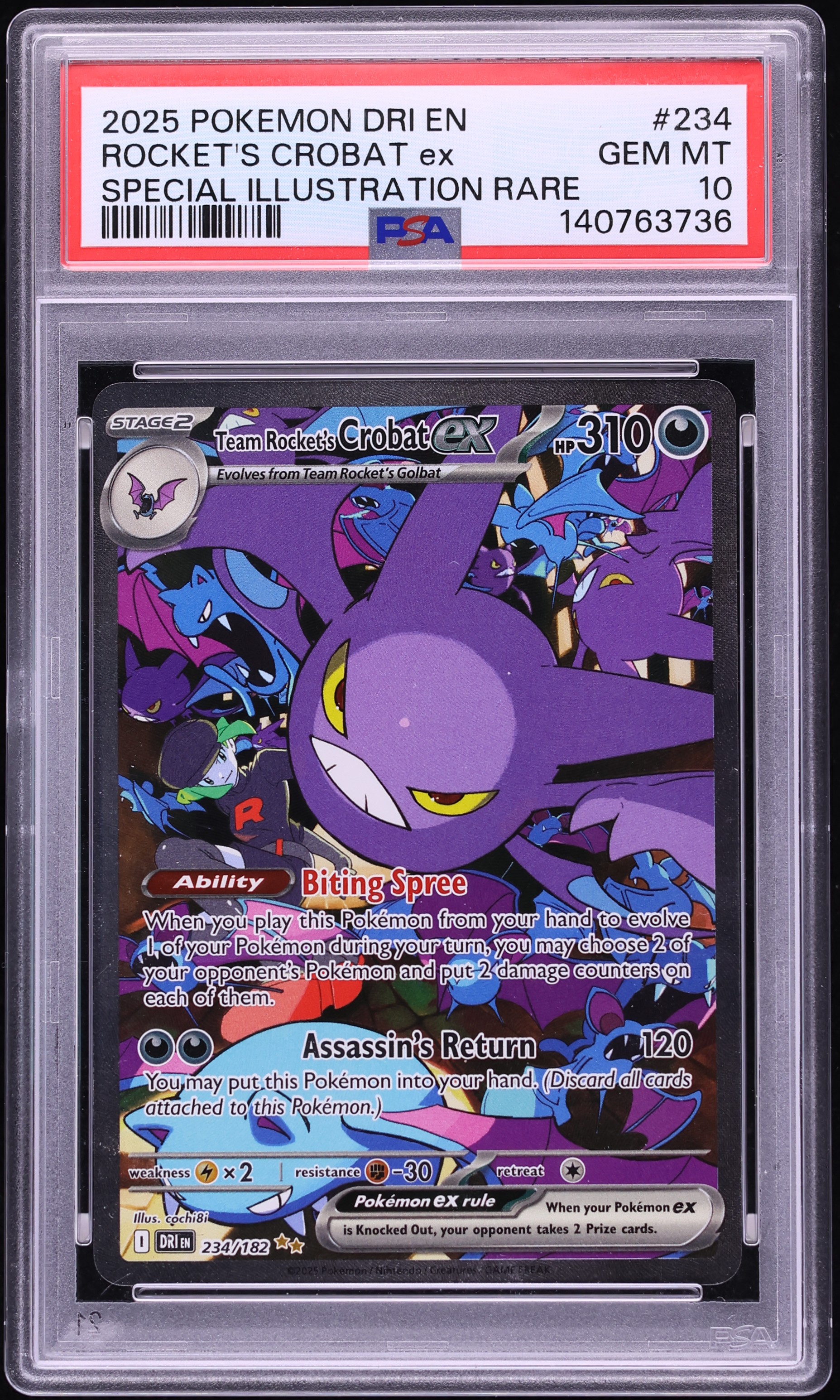 2025 Pokemon Scarlet & Violet Destined Rivals SIR Team Rocket's Crobat ex #234 PSA 10 GEM MINT