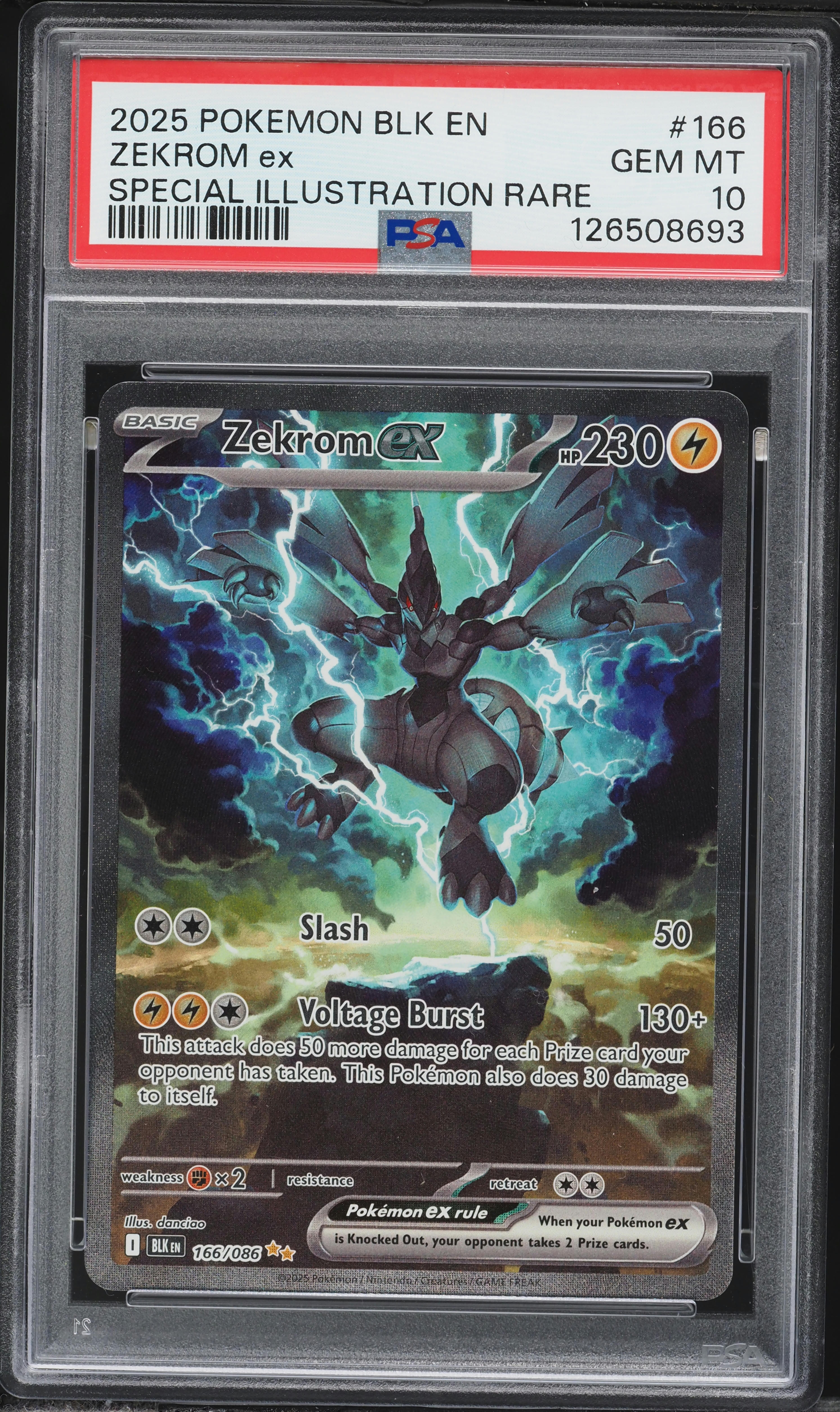 2025 Pokemon Scarlet & Violet Black Bolt SIR Zekrom ex #166 PSA 10 GEM MINT