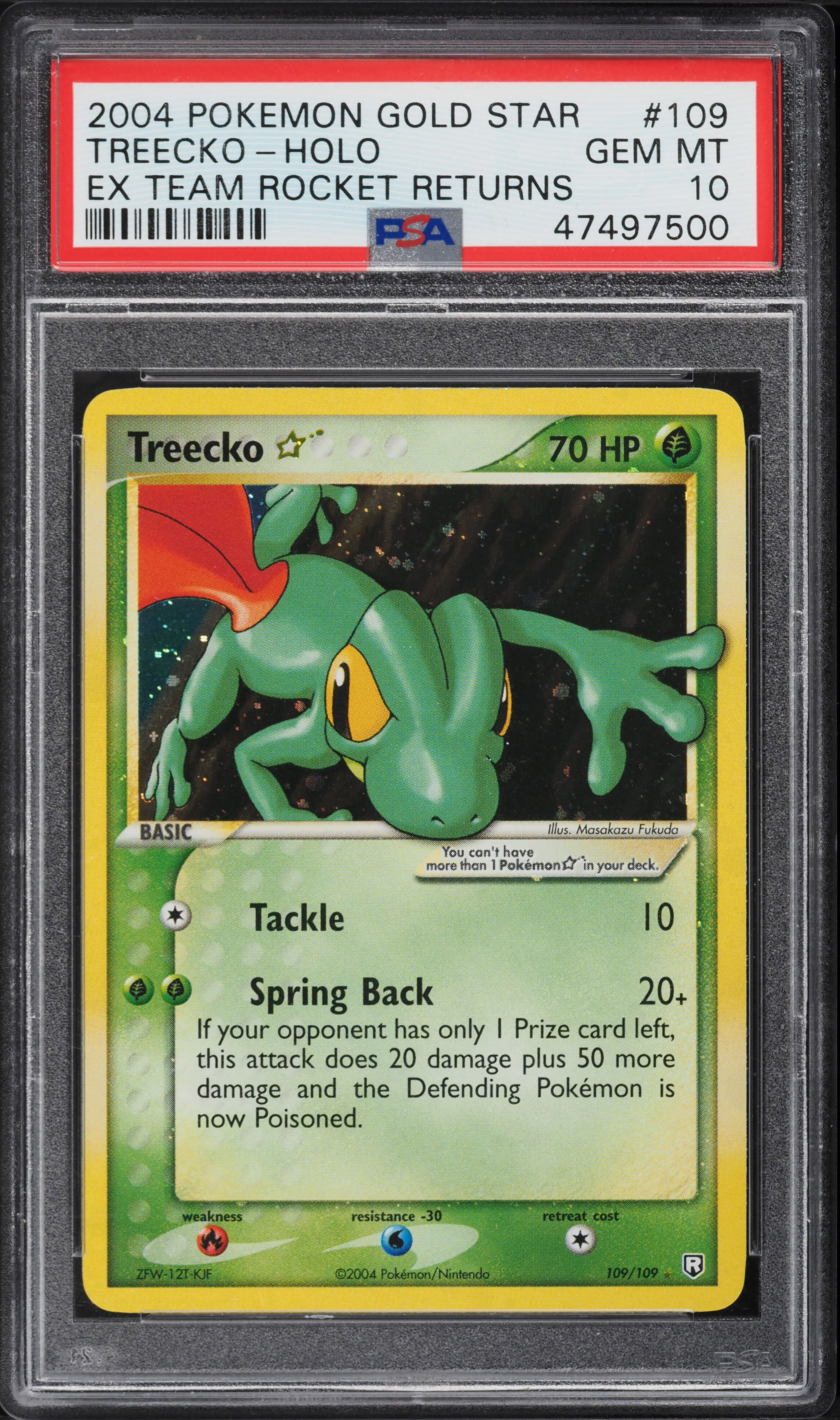 2004 Pokemon EX Team Rocket Returns Holo Treecko Gold Star #109 PSA 10 GEM MINT