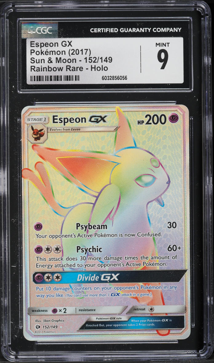 2017 Pokemon Sun & Moon Rainbow Rare Holo Espeon GX #152 CGC 9 MINT