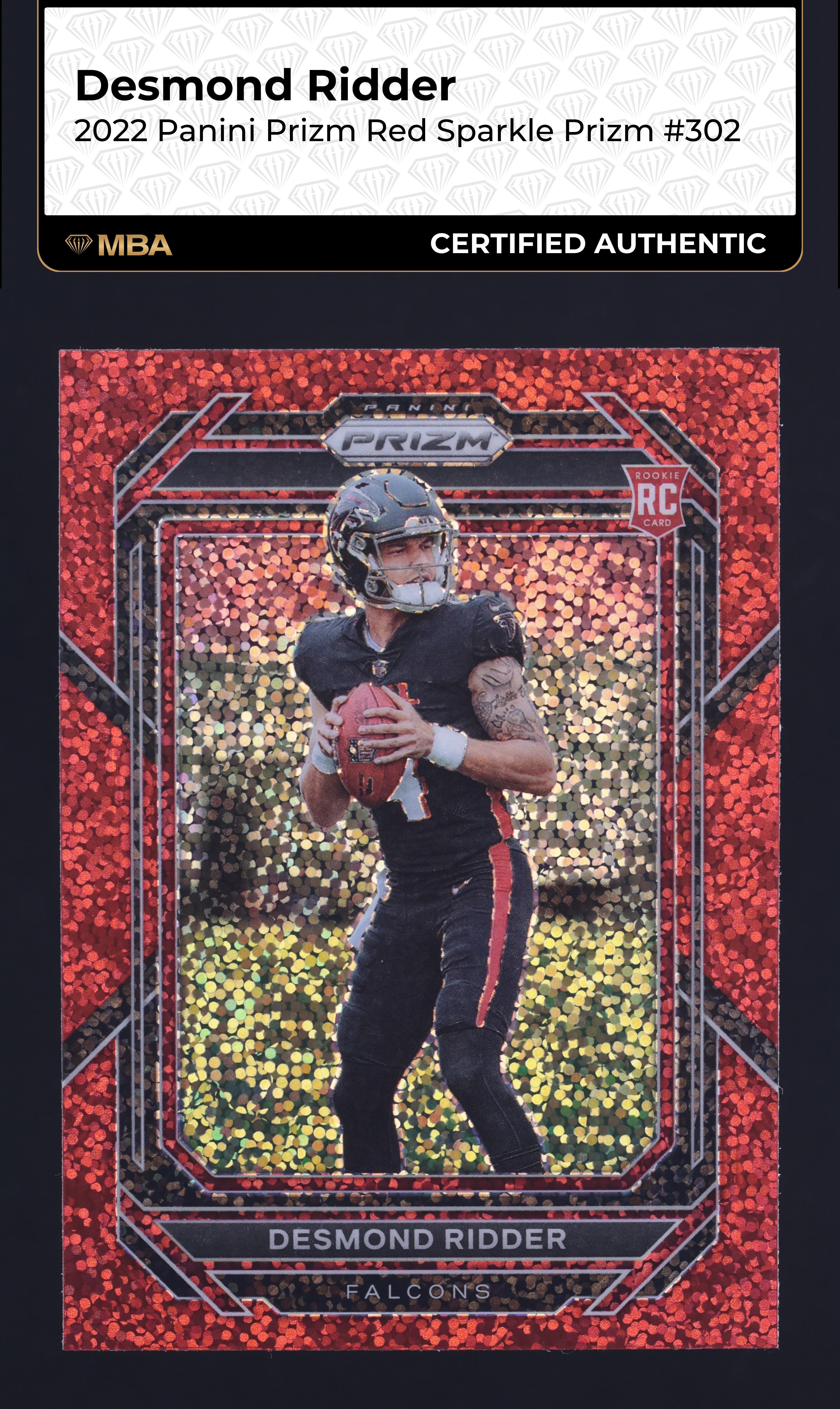 2022 Panini Prizm Red Sparkle Desmond Ridder ROOKIE #302 MBA AUTH