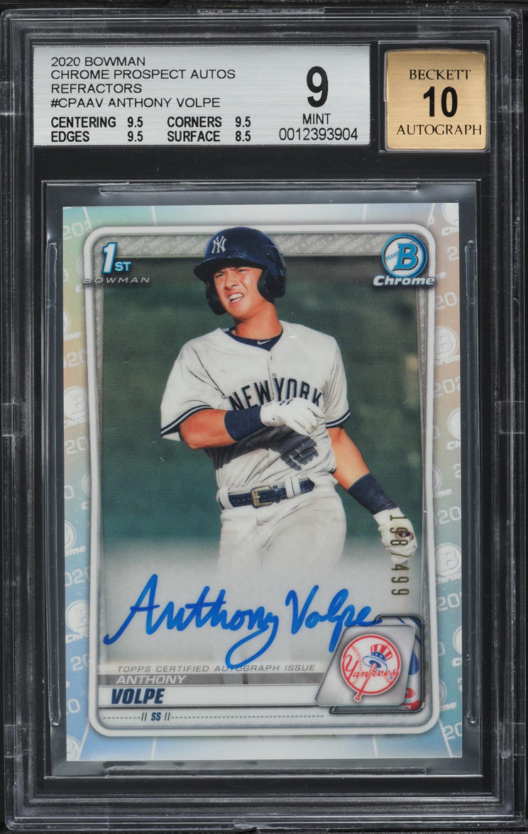 2020 Bowman Chrome Refractor Anthony Volpe PROSPECT AUTO /499 BGS 9 MINT