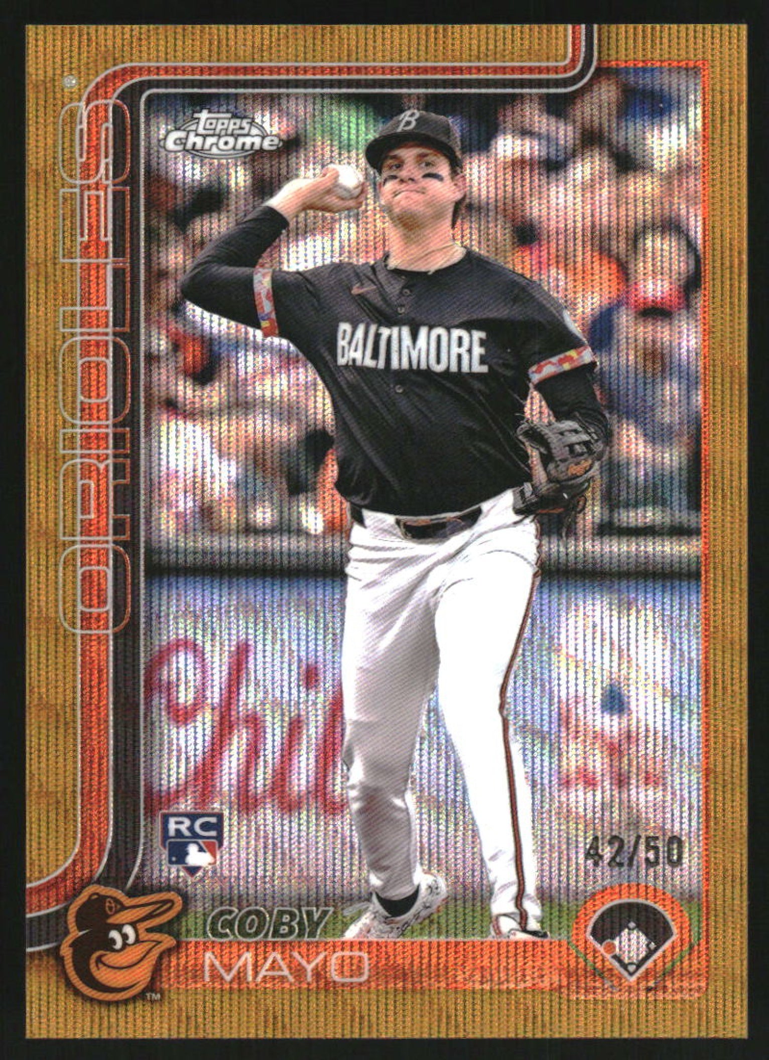2025 Topps Chrome Gold Wave Refractor #120 Coby Mayo RC /50